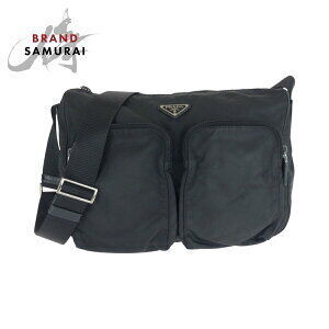 Prada Tessuto triangular logo plate black nylon shoulder messenger bag